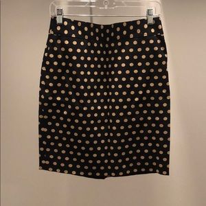 Black/tan polka dot pencil skirt